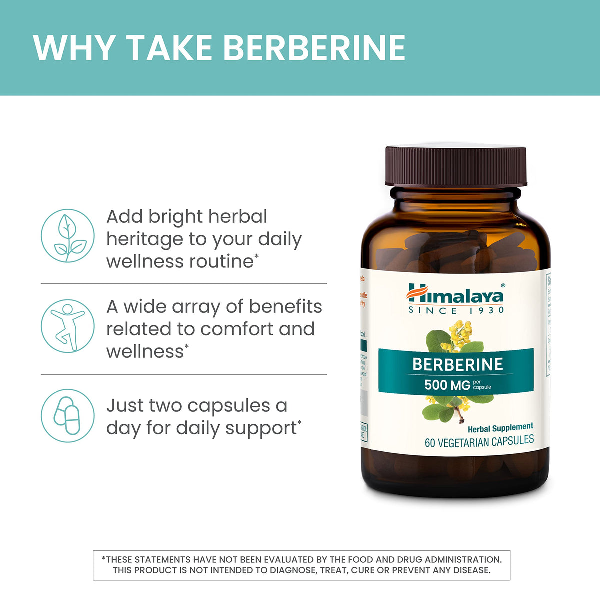 Himalaya Berberine Supplement 1000 mg - 60 Vegetarian Capsules - image 4