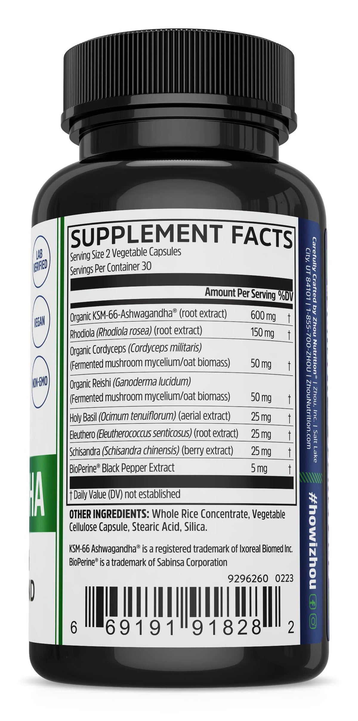 ZHOU Ashwagandha Capsules with Rhodiola Rosea - 60 Capsules - image 2