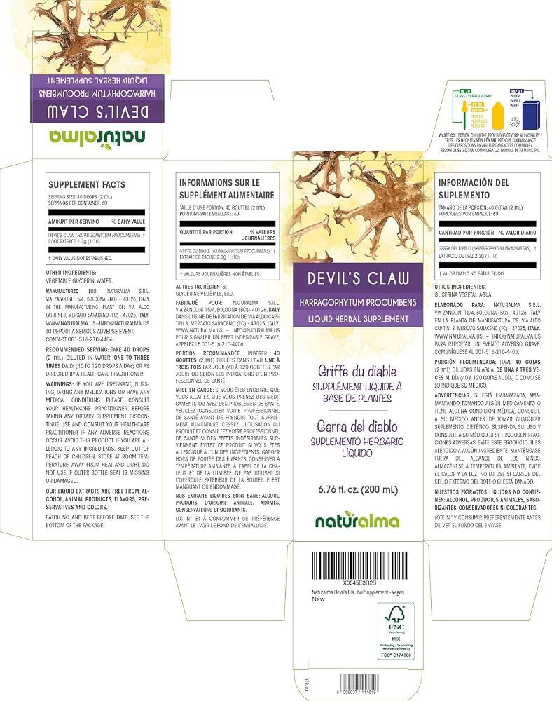 Naturalma Devil's Claw Root Alcohol-Free Tincture - 6.76 fl oz - image 2