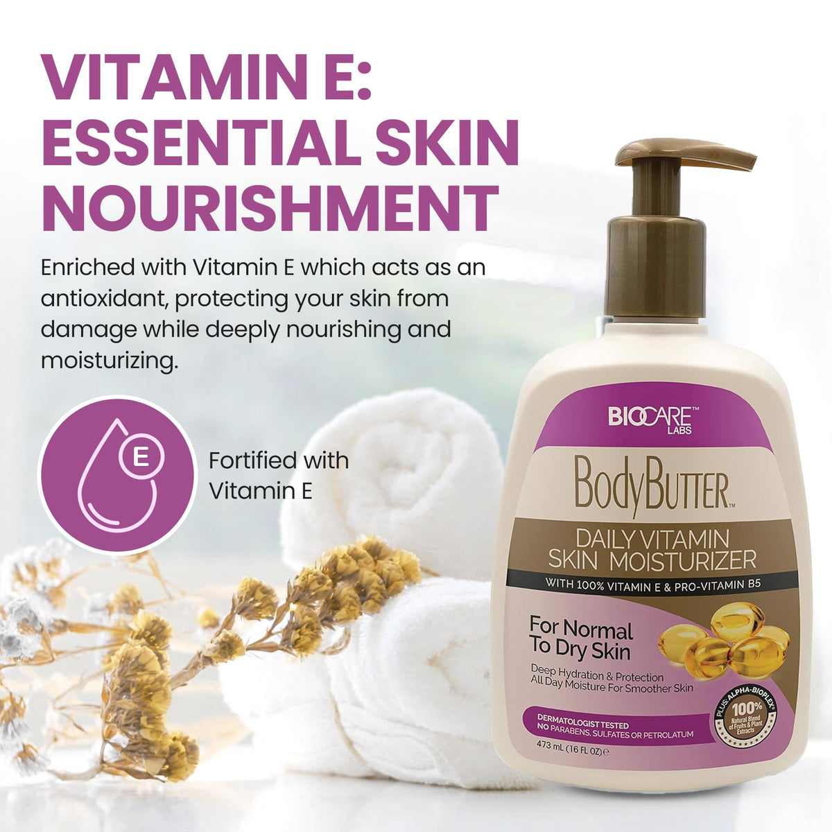 Biocare Daily Vitamin Skin Moisturizer with Vitamin E and B5 - 16 oz - image 2