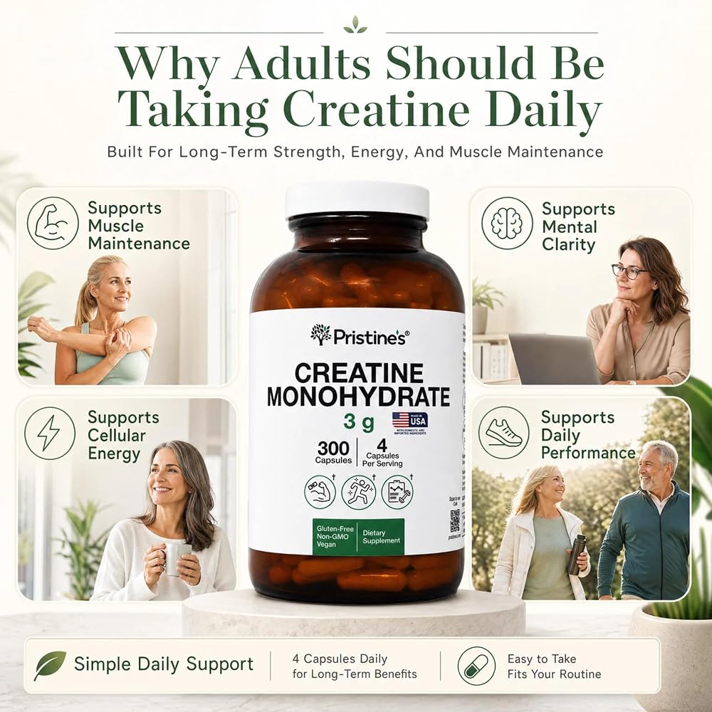 PRISTINE'S NSF Certified Creatine Monohydrate 3g - 300 Capsules - image 4