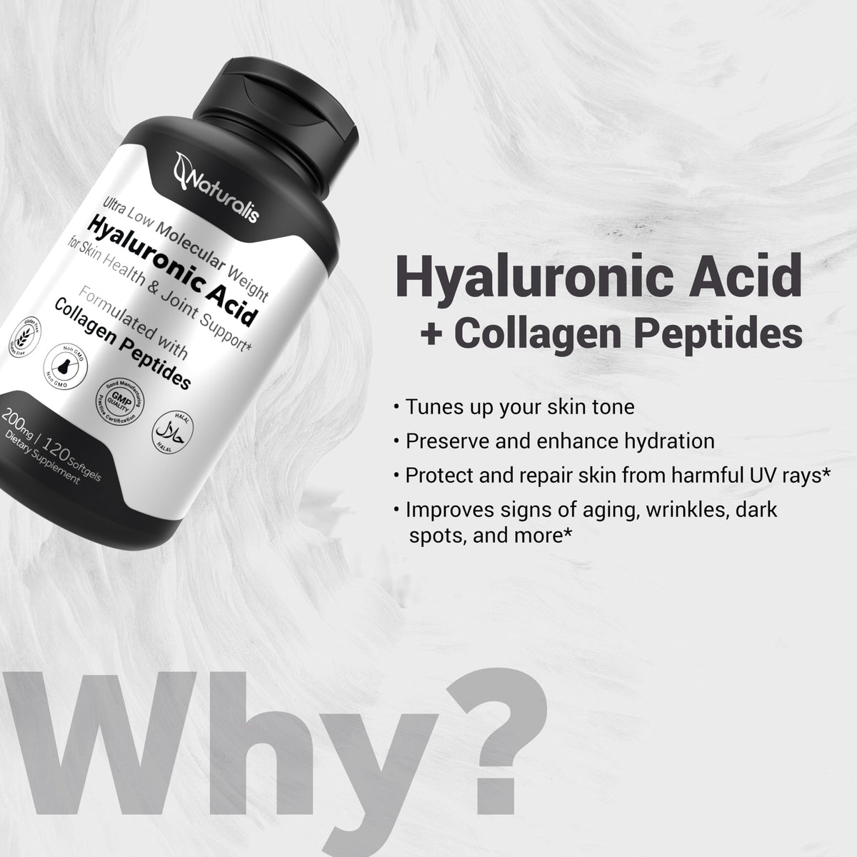 Naturalis Hyaluronic Acid 200mg Skin Health - 120 Softgels - image 4