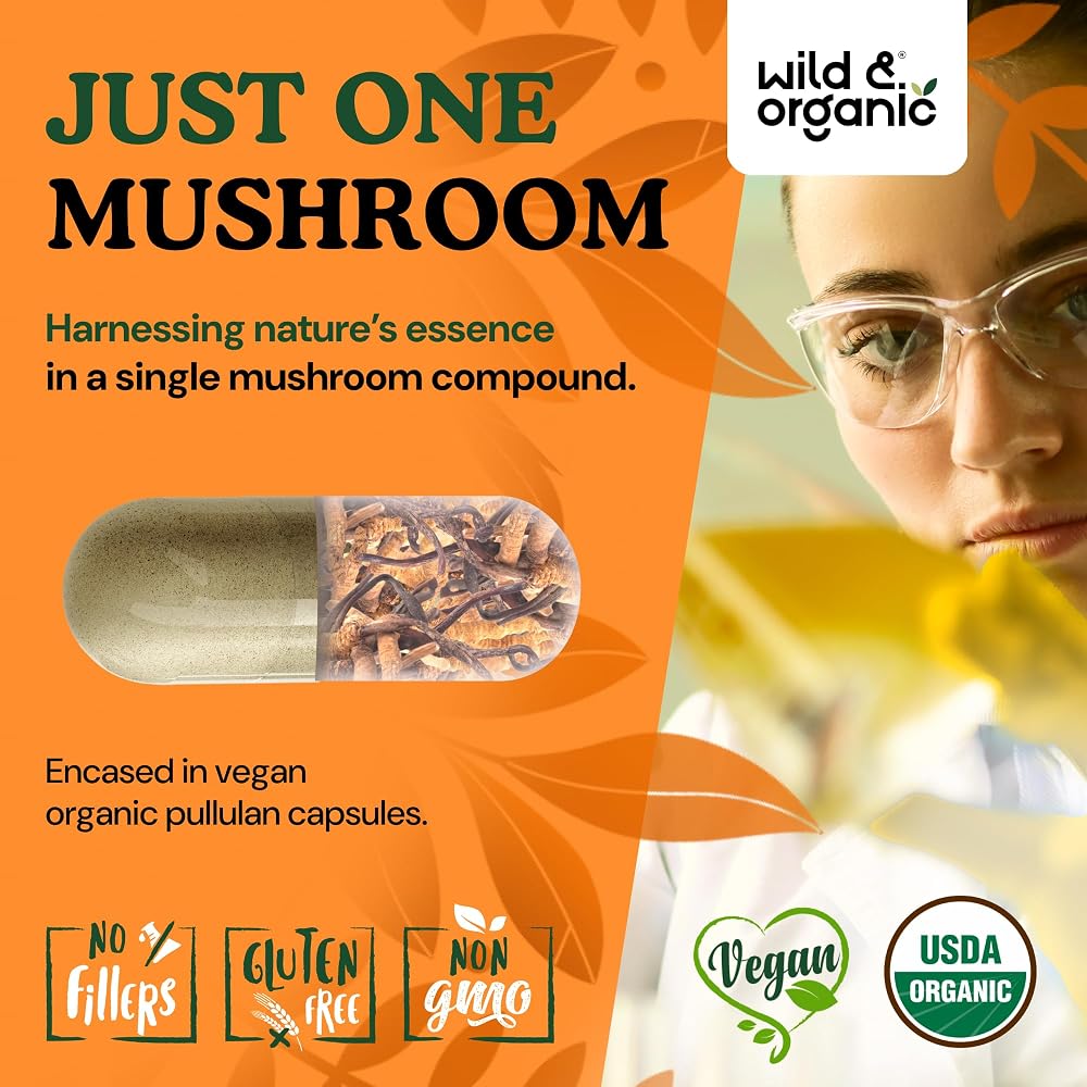 Wild & Organic Cordyceps Capsules 1200 mg Immune Support - 90 Count - image 5
