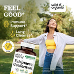 Wild & Organic Echinacea Goldenseal Capsules Immune Support - 180 Count - image 2