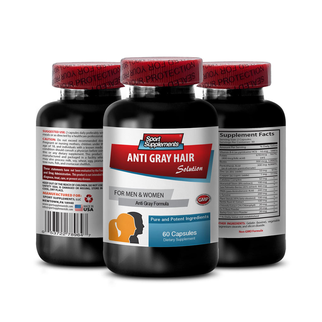 SPORT SUPPLEMENTS Biotin Anti-Gray Hair Formula - 60 Capsules