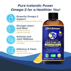 Life's Fortune Cod Liver Oil Liquid Lemon Flavor Organic Supplement