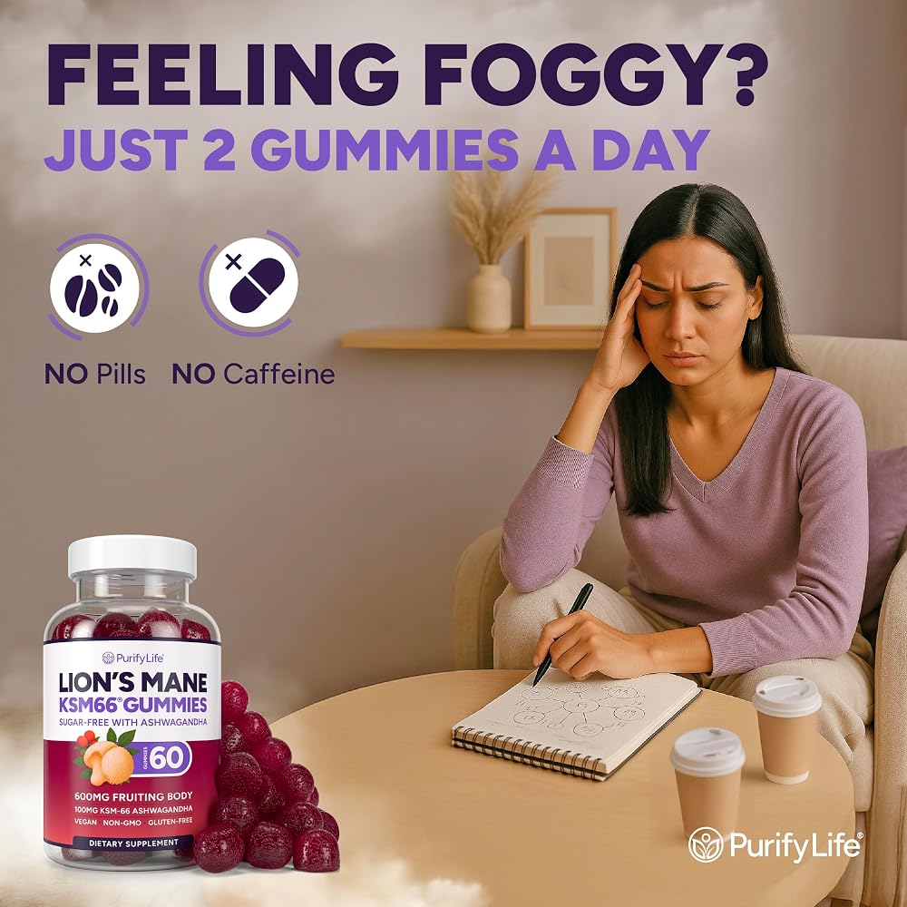 Purify Life Lions Mane Gummies with KSM-66 Ashwagandha - 60 Count - image 7