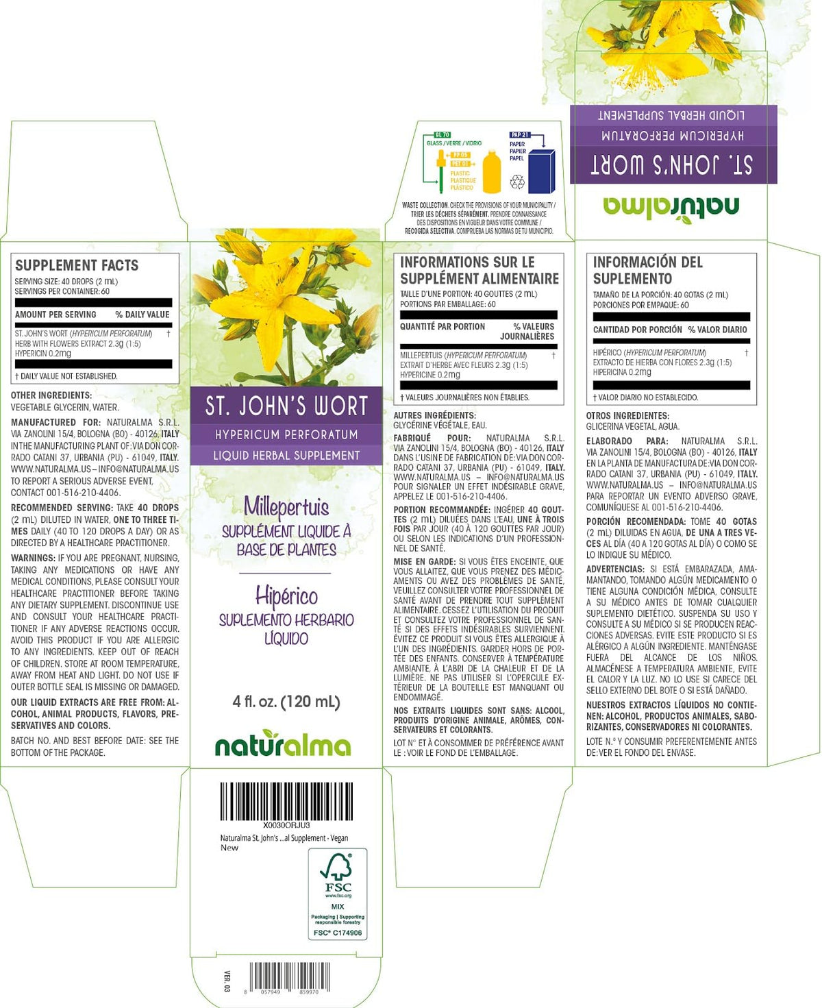 Naturalma St. John's Wort Herbal Tincture Alcohol-Free - 4 fl oz - image 2