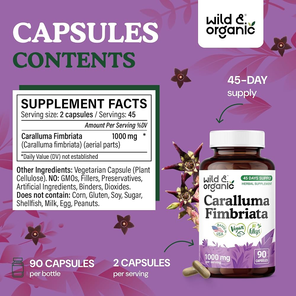 Wild & Organic Caralluma 1000 mg Overall Support - 90 Capsules - image 3