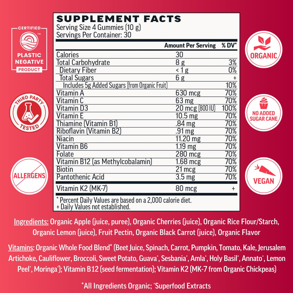 Llama Naturals Real Fruit Gummy Vitamins for Adults