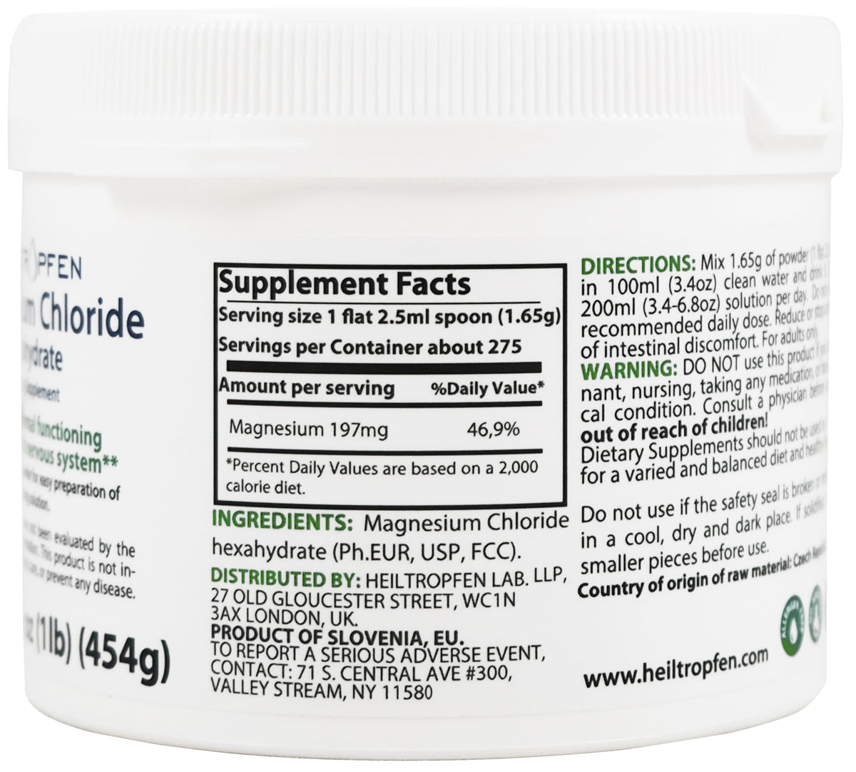 Heiltropfen Magnesium Chloride Hexahydrate Powder - 1 Pound - image 3