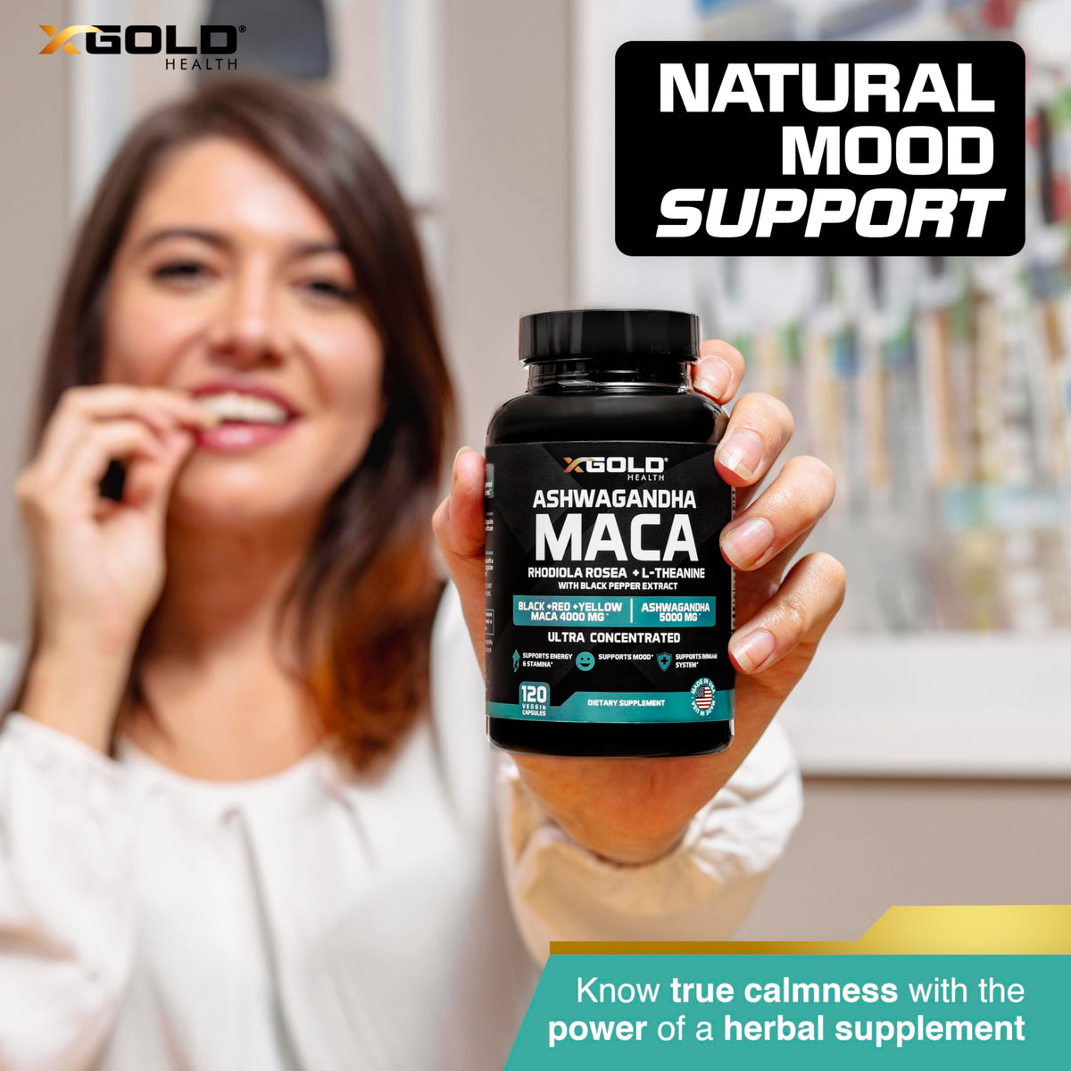 X Gold Ashwagandha, Maca Root, Rhodiola & L-Theanine - 120 Capsules - image 7