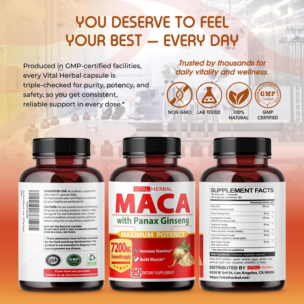 Vital Herbal Complete Maca Formula with Ginseng & Ashwagandha - 90 Capsules - image 9
