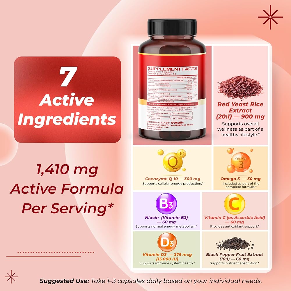 Sotalix Red Yeast Rice Complex 1,410 mg with CoQ10 - 150 Capsules - image 4