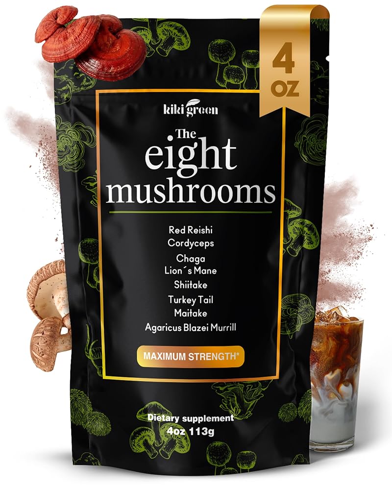 KIKI Green Mushroom Powder Extract - The 8 Mushrooms Supplement Blend