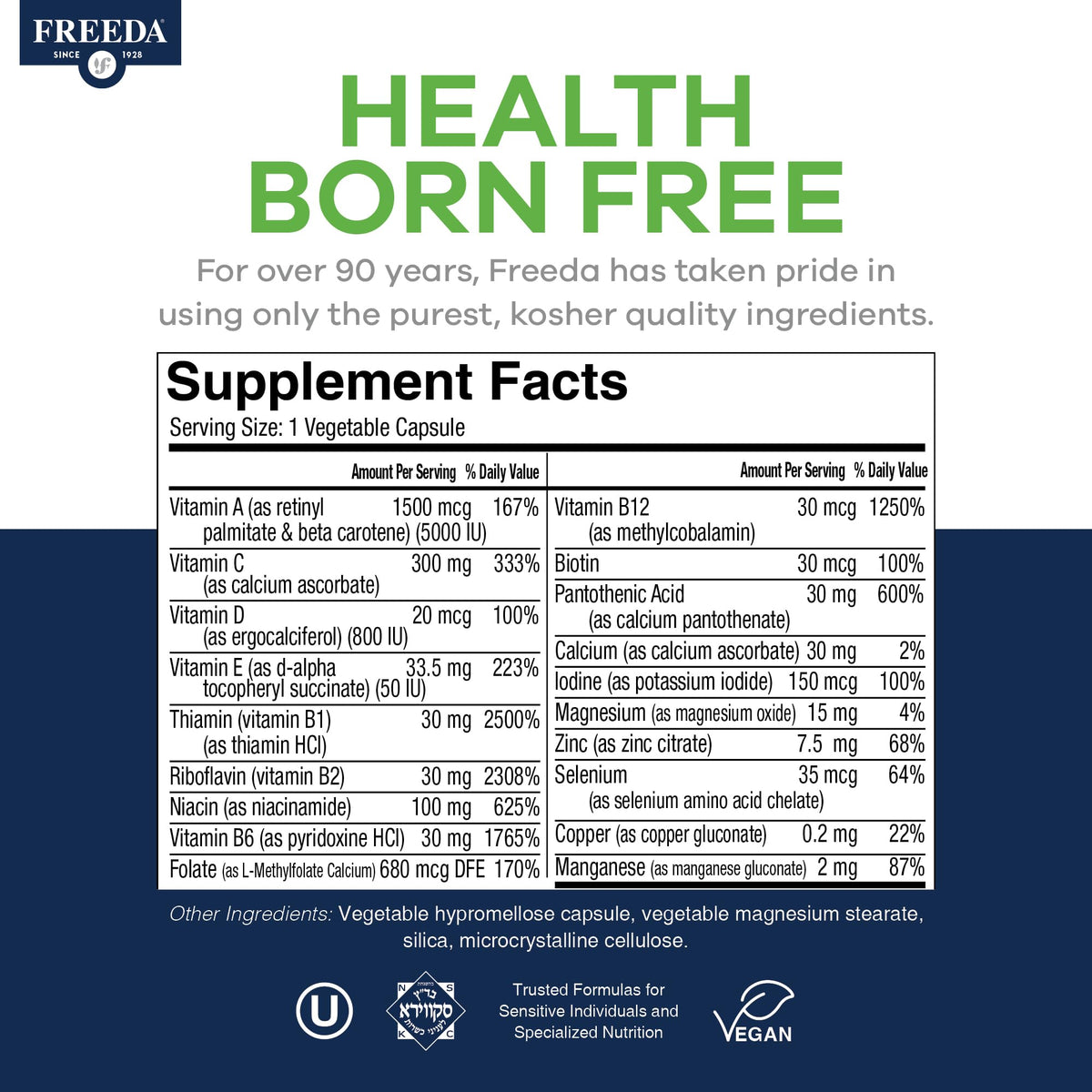 FREEDA One Daily Multivitamin Without Iron