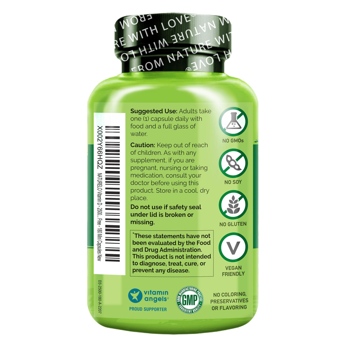 NATURELO Vitamin D3 2500 IU Bone Health - 180 Capsules - image 7