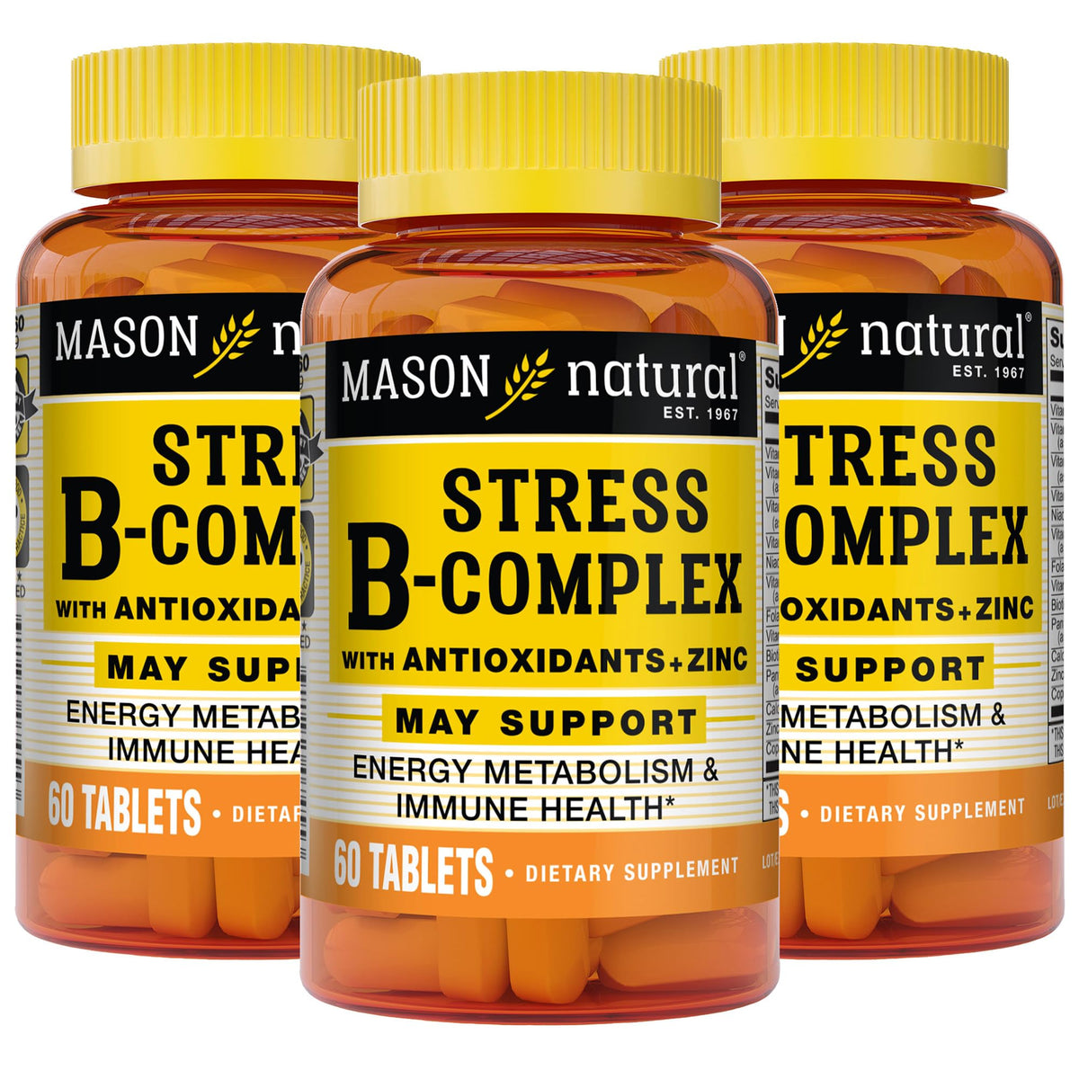 MASON NATURAL Stress B Complex with Zinc - 180 Tablets
