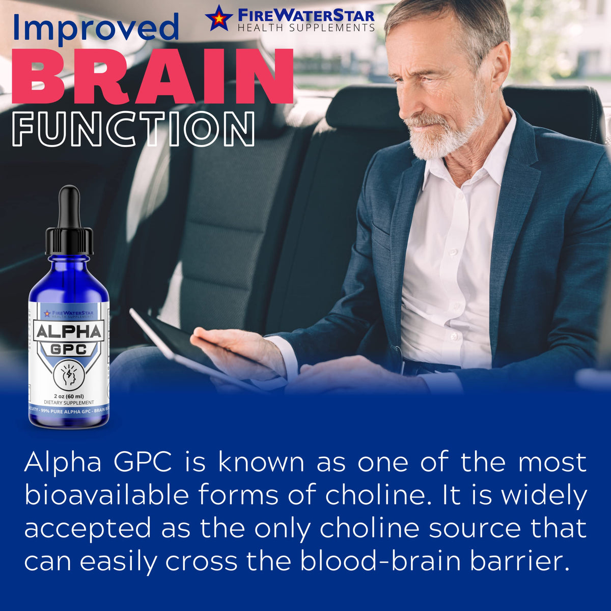 FIREWATERSTAR Alpha GPC 300 mg Liquid Choline for Focus - 2 Fl Oz - image 4