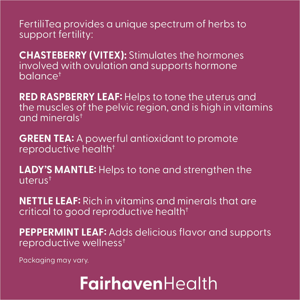 Fairhaven Health FertiliTea Herbal Tea Mint - 60 Servings - image 4