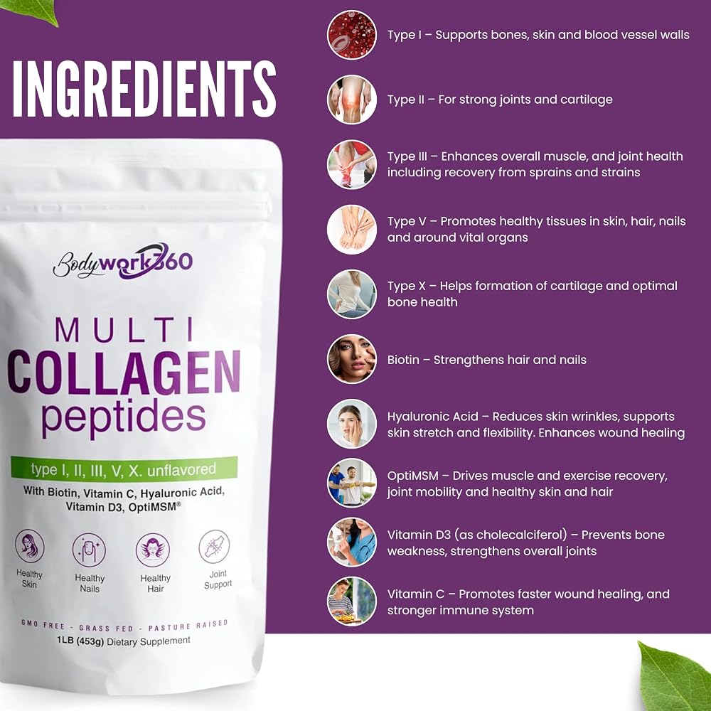 BODYWORK360 Multi Collagen Peptides Powder - 16 oz - image 3