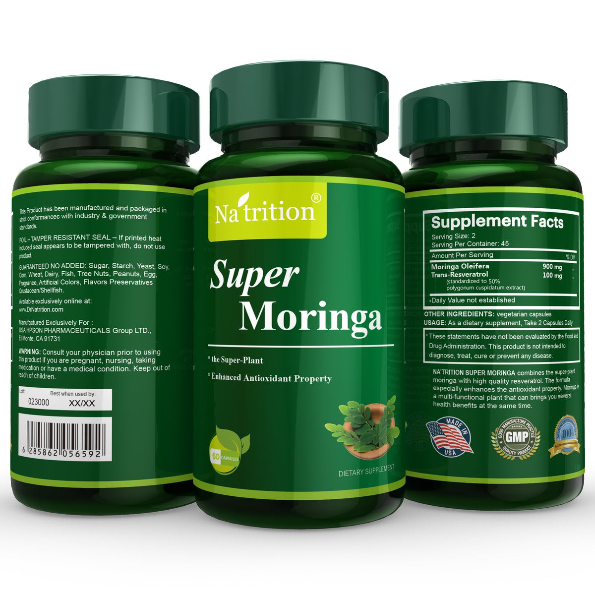 Na'trition Organic Moringa Antioxidant Supplement - 60 Capsules