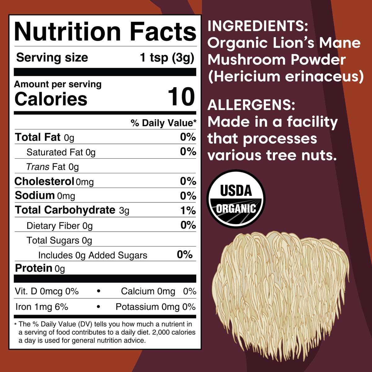 Wilderness Poets Organic Lion's Mane Mushroom Powder - California