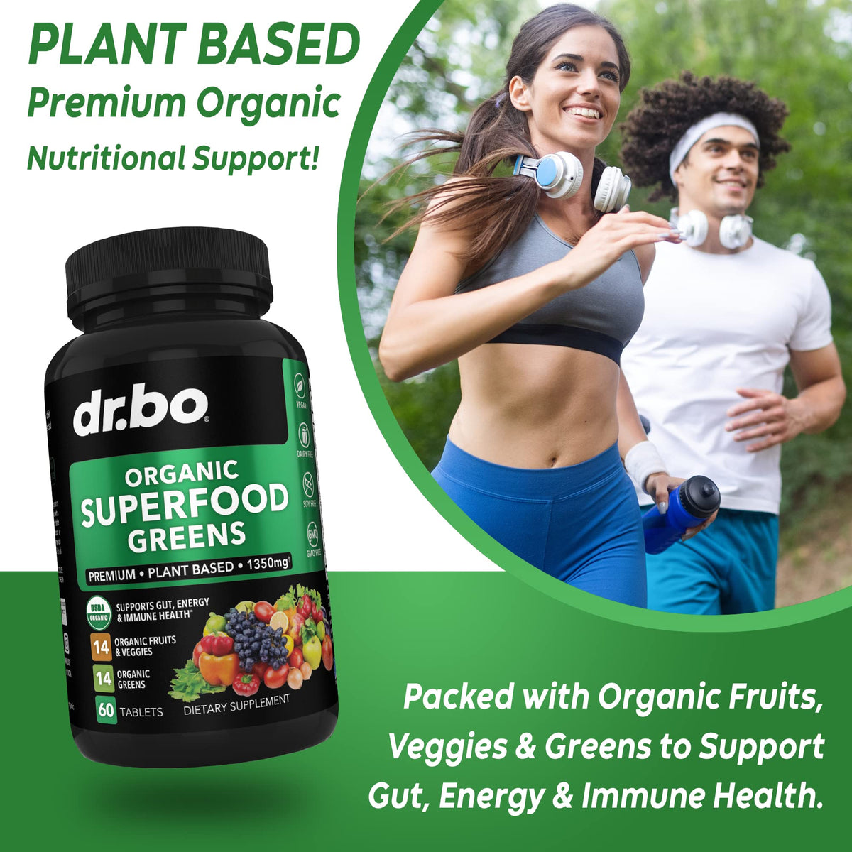 DR. BO Organic Superfood Greens & Fruit Supplement - 60 Tablets - image 4