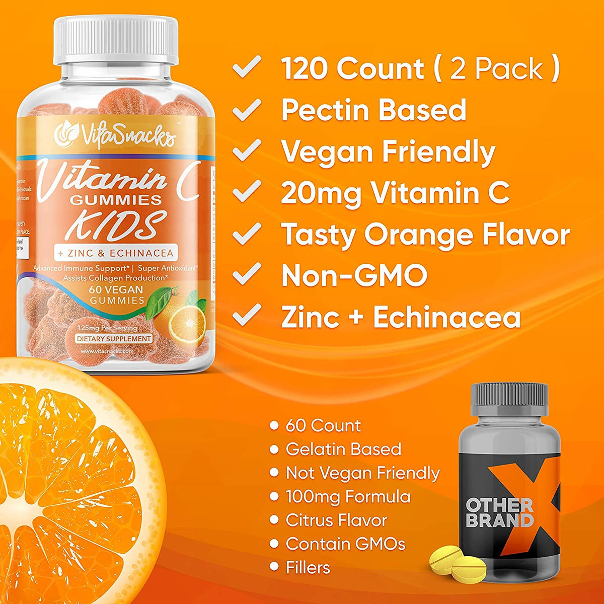VitaSnacks Vitamin C Gummies with Zinc Echinacea - 70 Count - image 5