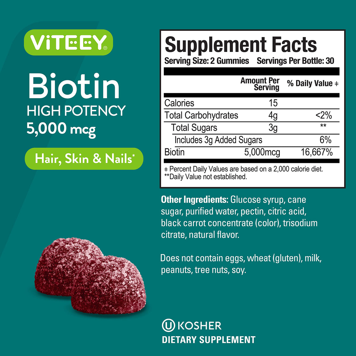 Viteey Biotin Gummies for Hair