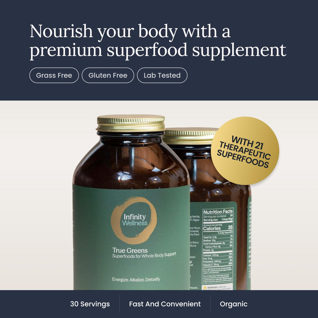 Infinity Wellness Greens Superfood Powder Supplement with Spirulina