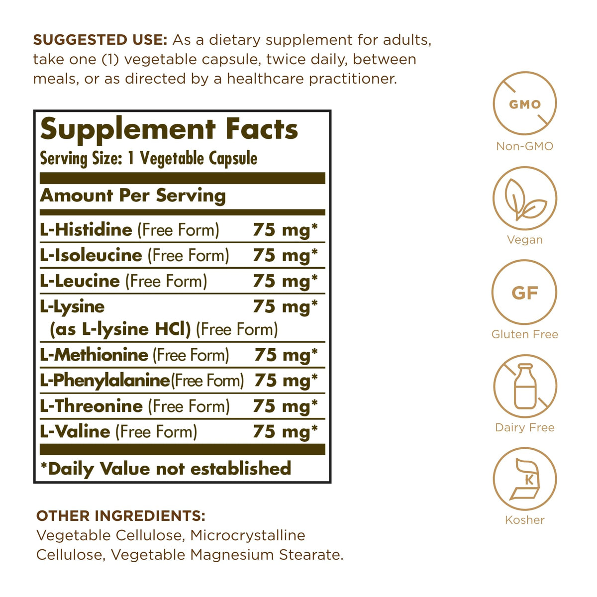 Solgar Essential Amino Complex - 180 Vegetable Capsules - image 2