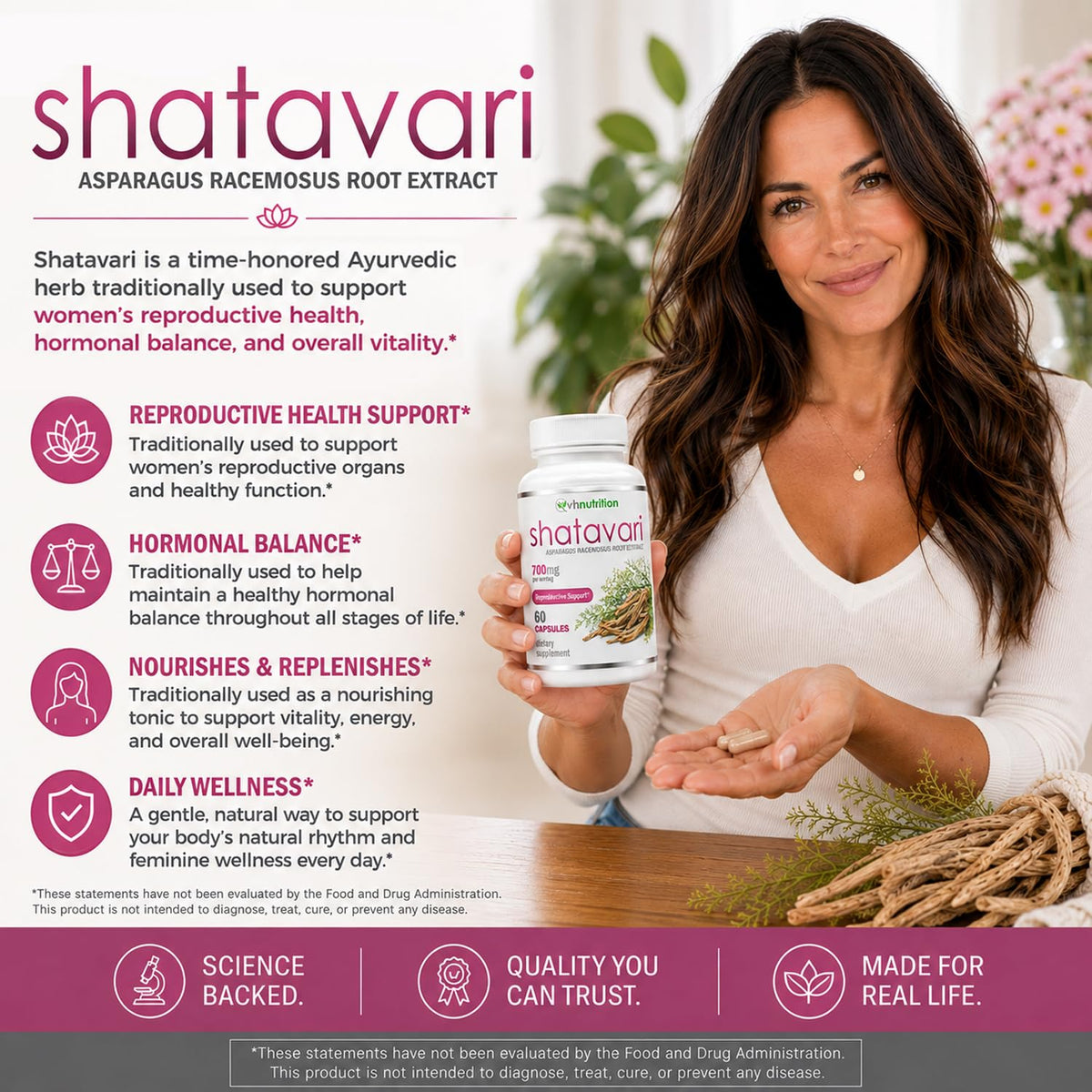 VH Nutrition Shatavari 700mg Extract - 30 Capsules - image 3