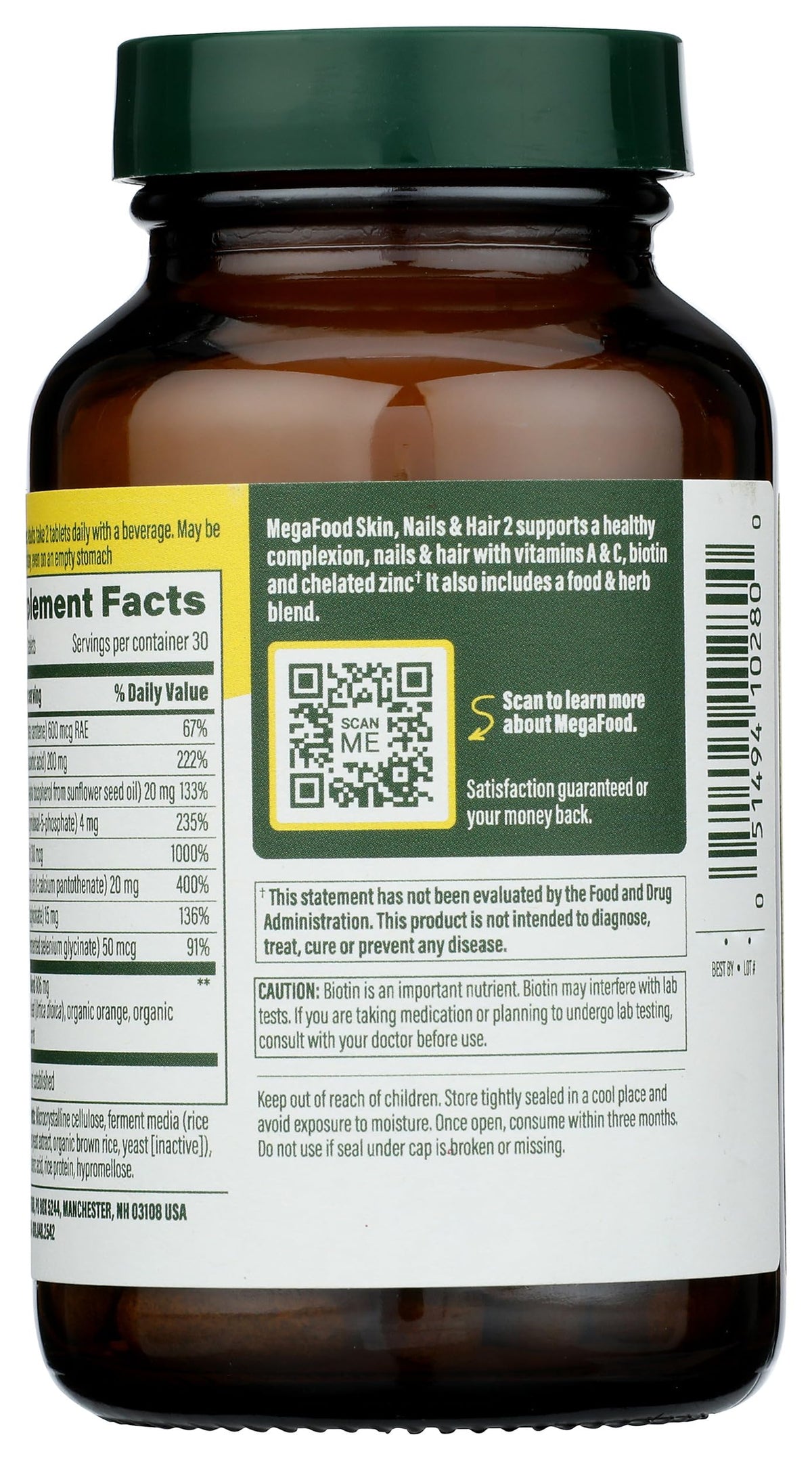 MegaFood Skin Hair & Nails Multivitamin - 60 Tablets - image 2