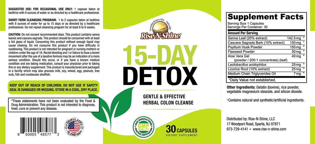 Rise-N-Shine 15 Day Detox Cleanse Gut Health Support - 30 Capsules - image 3