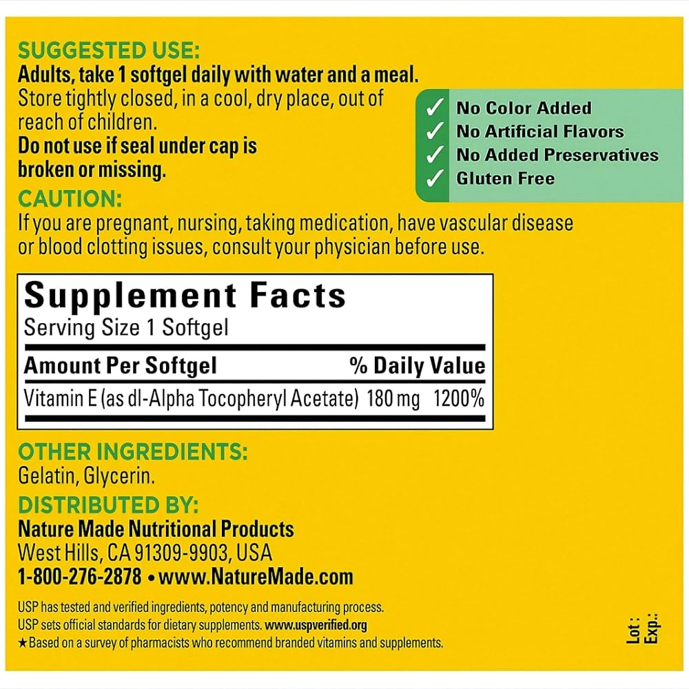 Nature Made Vitamin E 400 IU dl-Alpha - 350 Softgels - image 4