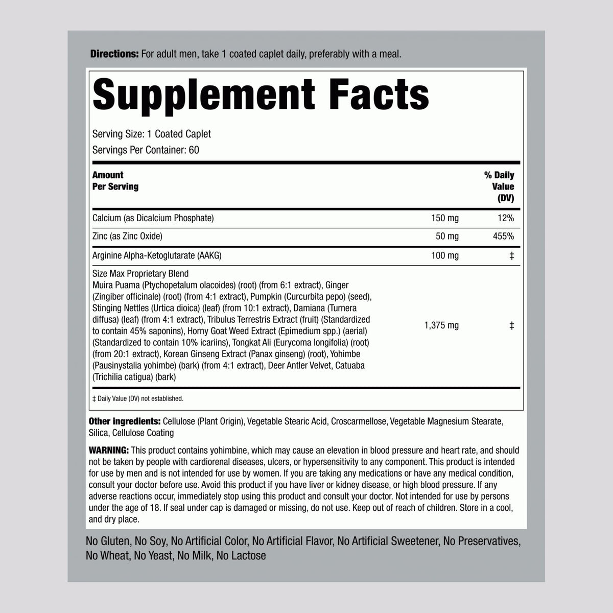 Piping Rock Size Max X Extract Supplement - 60 Caplets - image 2