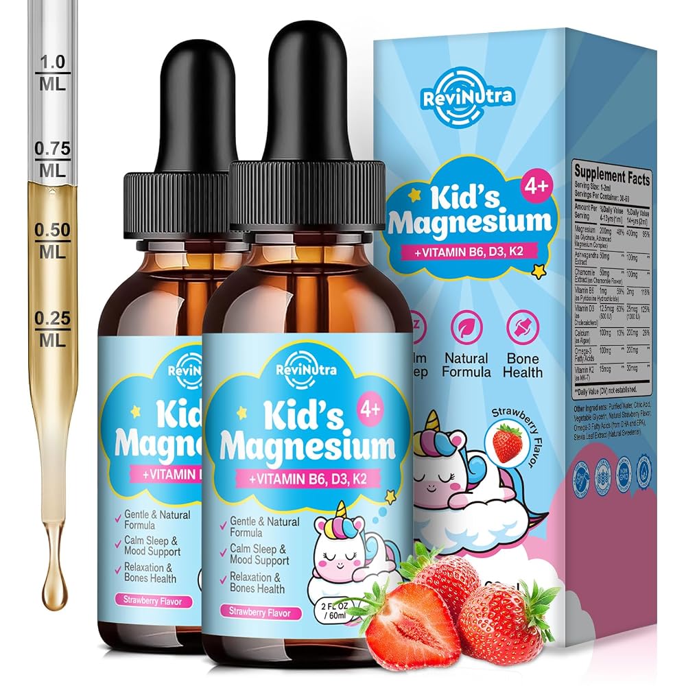 ReviNutra Kids Magnesium Glycinate Liquid Drops with Omega-3