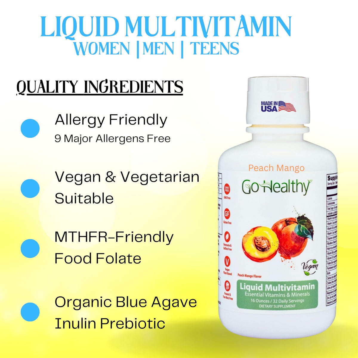 Go Healthy Natural Liquid Multivitamin for Adults - 16 oz - image 2