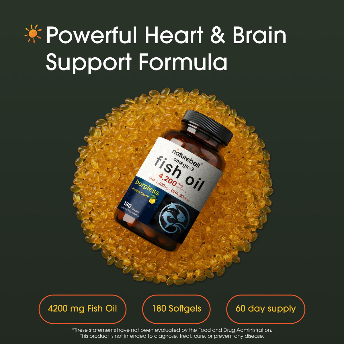 NatureBell Omega-3 Fish Oil - 180 Softgels - image 2
