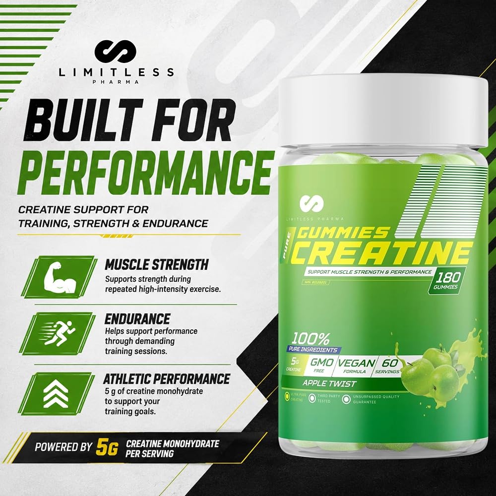 Limitless Pharma Pure Creatine Gummy Candy 5g - 180 Gummies - image 5