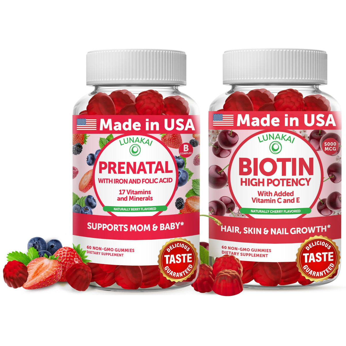 Lunakai Prenatal Vitamins and Biotin Gummies - 120 Count