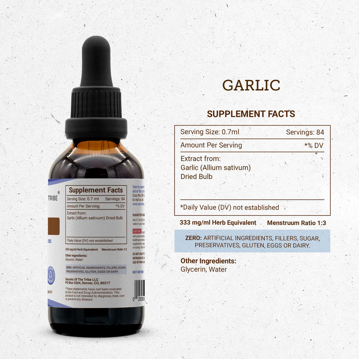 Secrets of the Tribe Garlic Tincture Alcohol-Free Liquid Extract