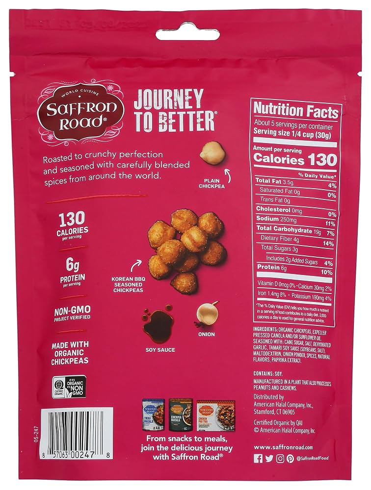 Saffron Road Korean BBQ Crunchy Chickpea Snack - 6oz - image 4