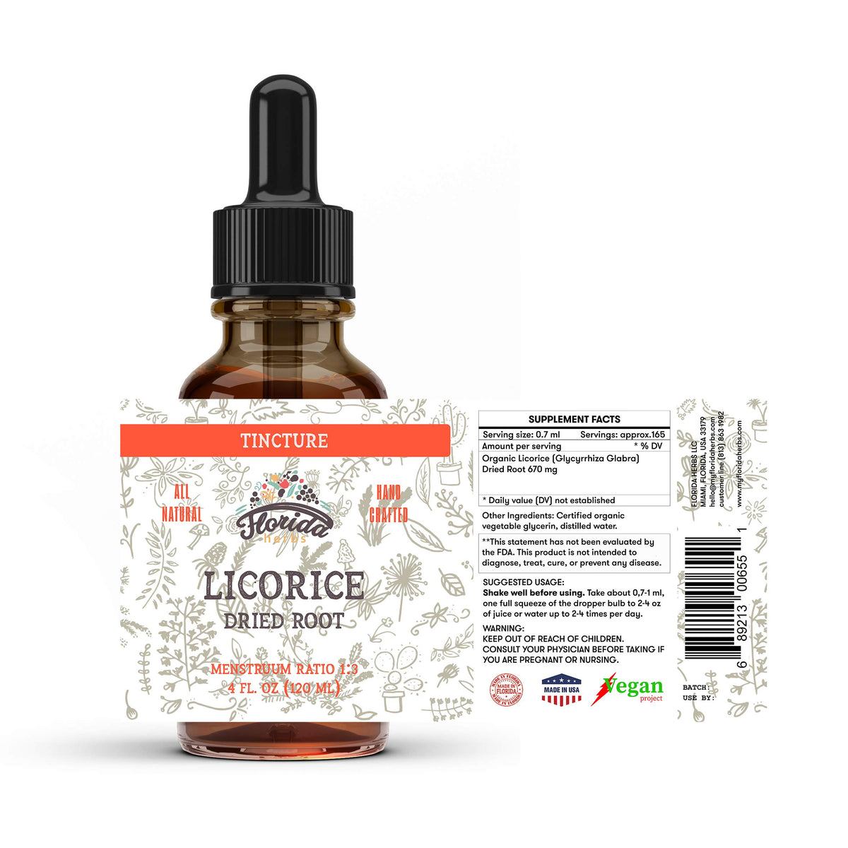 FLORIDA HERBS Licorice Tincture Organic Extract - 4 oz - image 2