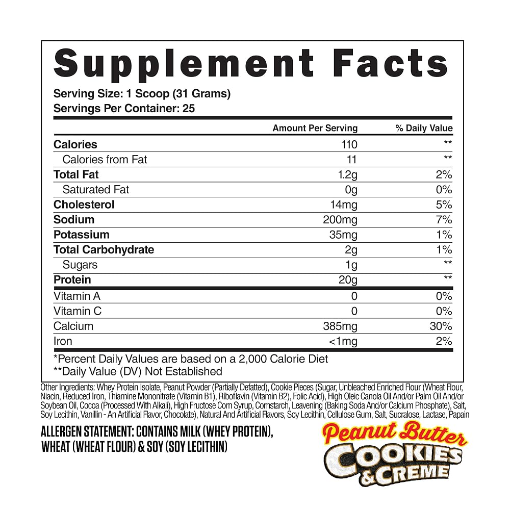 Steel Supplements Whey Isolate Protein Powder PB Cookies & Creme - 1.98 lbs - image 2