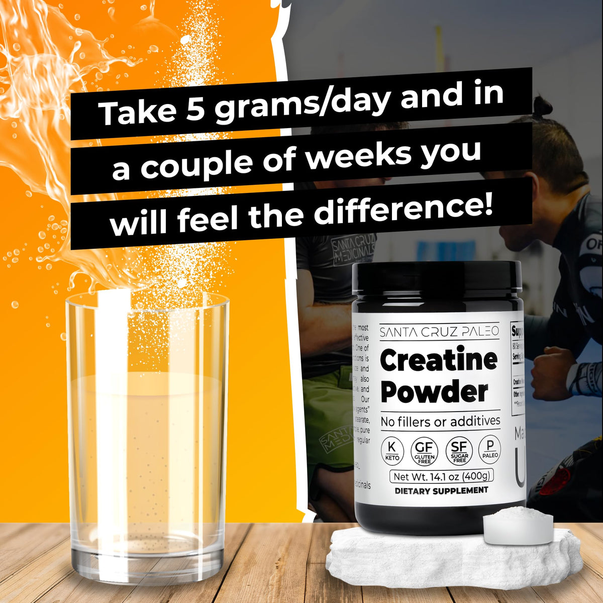 Santa Cruz Paleo Creatine Monohydrate Powder Pre Workout - 80 Servings - image 3