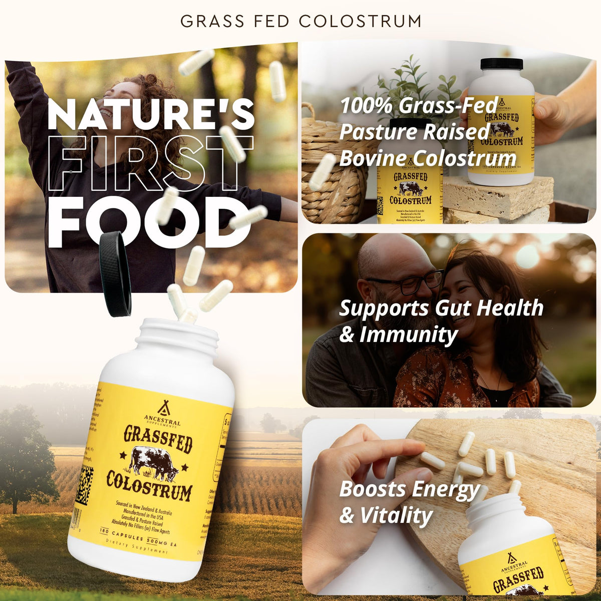 Ancestral Supplements Grass Fed Beef Colostrum - 180 Capsules - image 3
