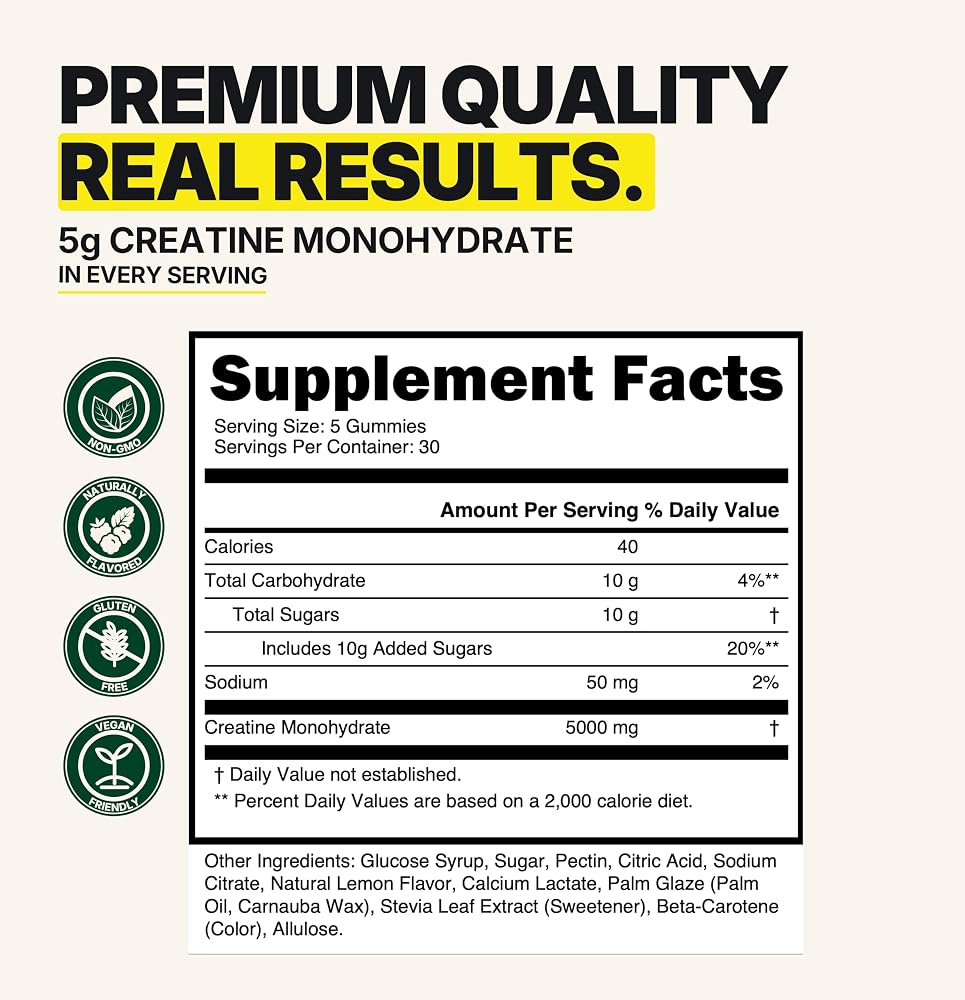 WILD GAINZ Creatine Monohydrate Gummies - Made in USA - 5g Pre