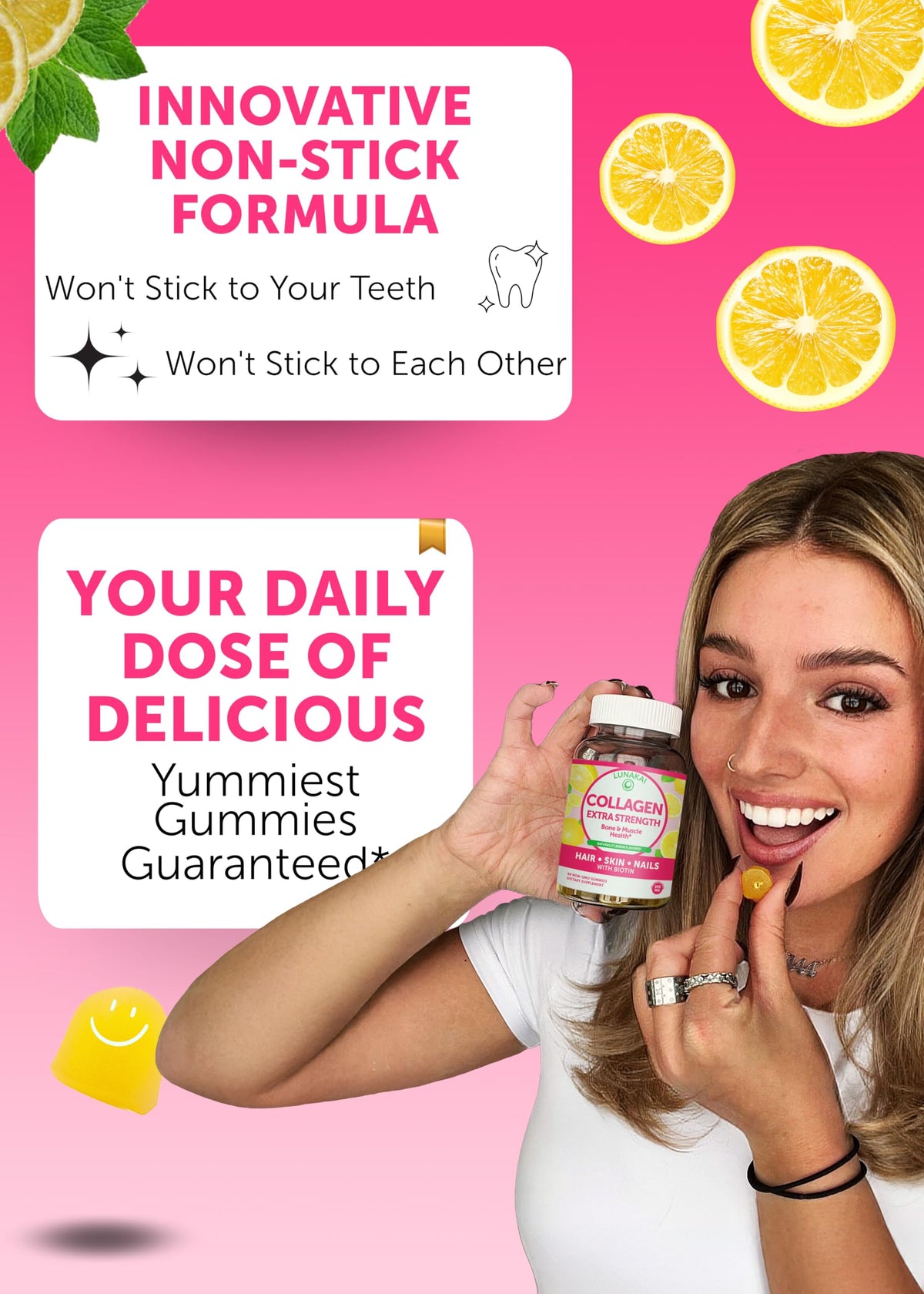 Lunakai Delicious US Made Collagen Gummies - 200mg Non-GMO Anti-Aging